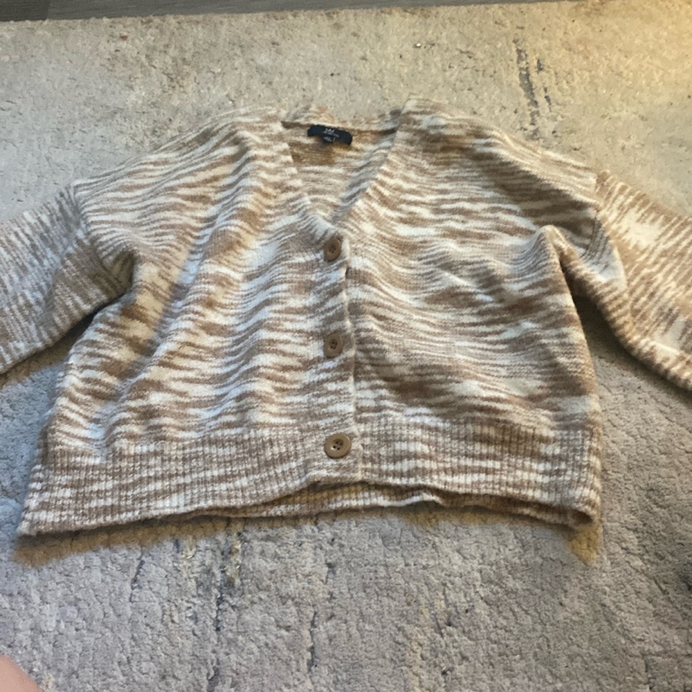 tan button sweater